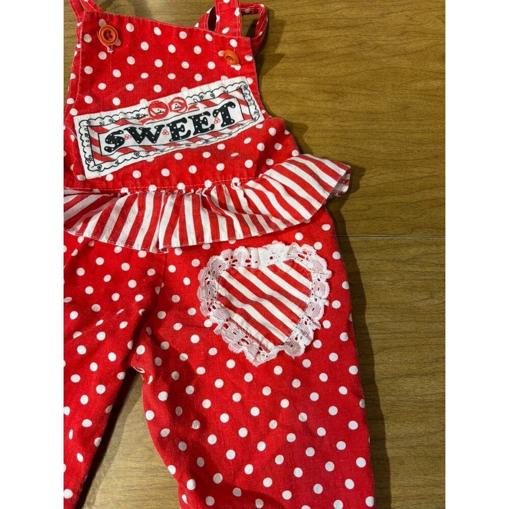 Vintage Polka Dot Overall Romper  9-12 Months